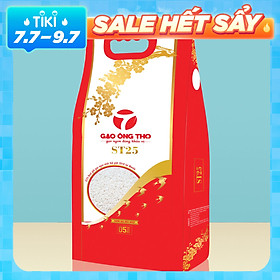Gạo ST25 Túi 5Kg Ông Thọ - Cơm Thơm, Dai, Mềm Dẻo, Vị Ngọt - Đạt giải gạo ngon nhất thết giới 2019 tại Manila