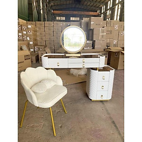 Mua Bàn trang điểm hộc  kéo bọc vải màu kem.chân sắt