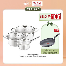Bộ nồi inox Tefal Simpleo B907S644 3 món (2 nồi 1 quánh) - Thiết kế từ Pháp với inox 304 cao cấp - Hàng chính hãng