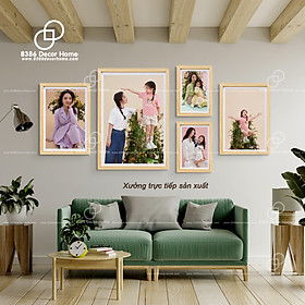 Bộ 5 khung ảnh treo tường trang trí giá rẻ siêu đẹp bằng gỗ thông thật