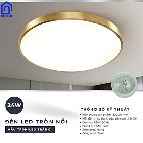 Mua Đèn LED ốp trần gắn nổi cao cấp có viền điểm nhấn hình tròn ánh sáng trắng- Bảo hành 12 tháng-Công suất từ 12W đến 54W