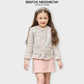 Áo dạ tweed cho bé gái BIGFOX MISS MEOW size đại 2 lớp ấm áp kiểu Hàn sang chảnh nữ tính cỡ 6-11 tuổi 38kg 2009