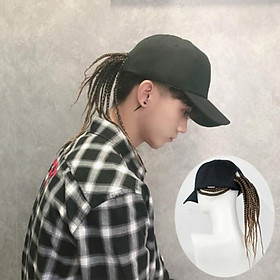 Nón lưỡi trai tóc giả thắt bím cá tính Hàn Quốc