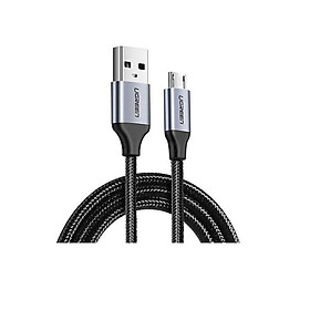 Ugreen UG60148US290TK 2M màu Đen Cáp sạc truyền dữ liệu USB 2.0 sang MICRO USB vỏ dây bọc lưới - HÀNG CHÍNH HÃNG