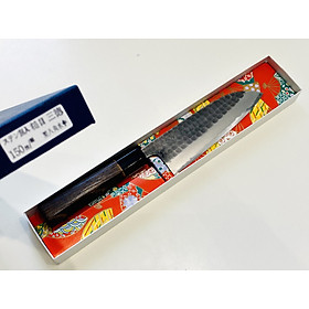 Dao Bếp Nhật Bản Cao Cấp Wakui Kinjiro Santoku 3 Lớp Thép | 120mm - 135mm - 150mm | Thép Yasugi Trắng Số 2 - Cán Gỗ Hạt Dẻ - Thân Dập Vân Búa