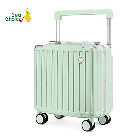 Vali du lịch cabin Sea Choice Khung nhôm chất liệu PC có khóa TSA bền đẹp Size 18 Vali nhỏ Bảo Hành 5 Năm dây kéo YKK - Màu pink