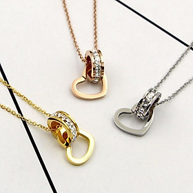Dây chuyền nữ khuyên tròn lồng trái tim titan không đen tt 1124 - 1 cái