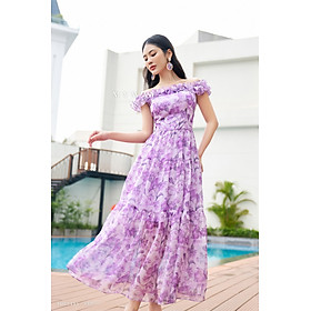 Đầm Maxi Nữ ĐI Du Lịch My Way Dáng Xòe Trễ Vai Thanh Lịch 9MD0495