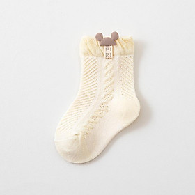 Tất Vớ Lưới Cổ Cao Đính Hình Mickey | Cà Rốt Mềm, Co Giãn Tốt Thoáng Khí Cho Bé Từ 0-2 Tuổi Phù Hợp Cho Mang Quanh Năm - Vàng - Mickey