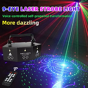 Đèn laser 6 mắt 3 chớp light cực ảo, hiệu ứng độc dành cho phòng karaoke, bar, pub ( tặng điều khiển)