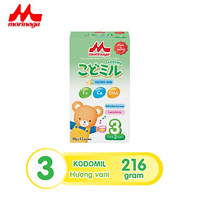 Sữa Morinaga số 3 Kodomil 216g cho bé từ 3 tuổi hương dâu, hương vani (Không tem đổi quà)