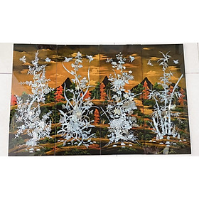 Mua Tranh sơn mài 4 mùa Mai Lan Cúc Trúc cẩn ốc hàng cao cấp bộ 4 tấm size 80x 120 cm