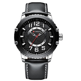  Đồng hồ đeo tay hợp kim không thấm nước Gương Hardlex dây da chính hãng CURREN 8341 Man Quartz-Màu đen