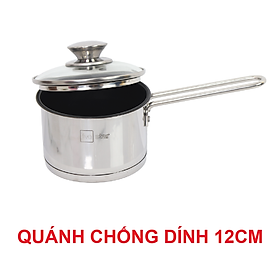 Quánh nấu cháo bột chống dính inox 430 cao cấp FIVESTAR 3 đáy từ nắp kính 12cm , 14cm ( tặng 5 muỗng ăn )