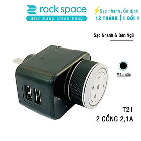 Mua Củ sạc Rockspace T21 2 cổng 2 1A sạc nhanh tích hợp đèn ngủ tùy chỉnh độ sáng - Hàng chính hãng