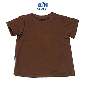 Áo ngắn tay unisex cho bé Nâu Trơn thun cotton - AICDBTUZQS1W - AIN Closet