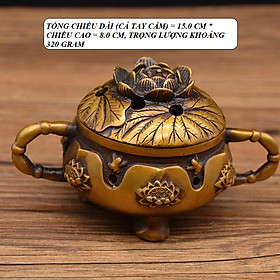 Mua LƯ HƯƠNG XÔNG TRẦM  ĐỐT TRẦM BẰNG ĐỒNG NGUYÊN CHẤT ĐIÊU KHẮC HỌA TIẾT HOA SEN