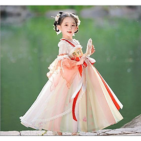 Đầm váy công chúa cổ trang hanfu thêu hoa cho bé gái diện lễ tết trung thu đẹp size 100-160 hàng Quảng Châu