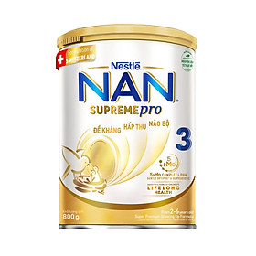 Sữa bột Nestlé NAN SupremePro 3 nhập khẩu từ Đức với 5HMO giúp tăng đề kháng, đạm Gentle Optipro giúp dễ hấp thu & ngừa nguy cơ dị ứng (chàm sữa) (2 - 6 tuổi)