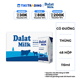 Thùng 48 hộp sữa tươi tiệt trùng Dalatmilk có đường 110ml