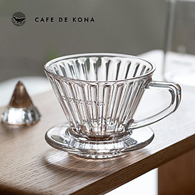 Phễu V60 01 thủy tinh rãnh thẳng CAFEDE KONA