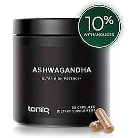 Ultra High Strength Ashwagandha Capsules - 10% Withanolides - 19,5000mg 15x Concentrated Extract - Wild Harvested in India - The Strongest Ashwagandha Anxiety Relief Support Available - 90 Caps