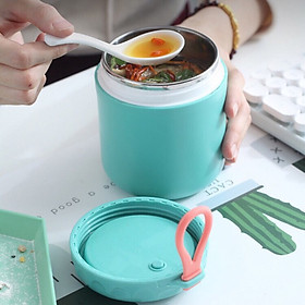 Hình ảnh Bình ủ cháo, cốc đựng canh Tedemei chất liệu Inox 304, có kèm theo thìa, dung tích 530ml giữ nhiệt