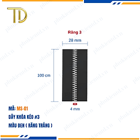 Dây khóa kéo túi xách, dây khóa kéo kim loại, dây khóa kéo răng 3 đen, Mạ điện độ bền 5-8 năm