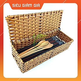 Mua Hộp đựng đũa muỗng nắp đậy bằng nhựa mây đan tiện lợi gọn và dễ vệ sinh  bảo quản đũa muỗng quán ăn gia đình