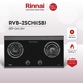 Bếp gas âm đầu đốt trong Rinnai RVB-2SCHi(SB) mặt bếp kính SCHOTT và kiềng bếp gang - Hàng chính hãng
