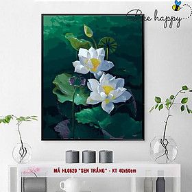 Mua Tranh Tô Màu Theo Số Nàng Thơ Bee Happy Hoa Sen Trắng Mã PC0962