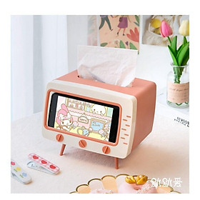 Mua (Xả Kho) Hộp Đựng Giấy Ăn Vintage Hộp Giấy Ăn Có Khe Để Điện Thoại Hộp Giấy Ăn Hình Tivi (Hàng Đẹp)