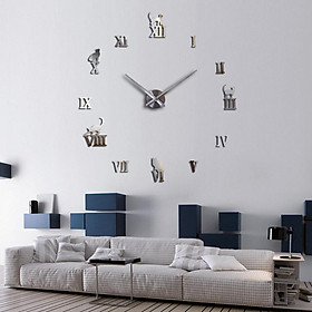 DIY 3D Roman Numerals Wall Stickers Clock 3D Mirror Surface Sticker