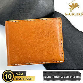 Ví Da Nam Hàng Hiệu HERITAGE Siêu Bền Bỉ, Size Trung, Thiết Kế Cổ Điển, Đơn Giản, Dáng Ngang - Gập 2, Đựng Tiền và Thẻ ATM Tiện Dụng - Hàng Chính Hãng SAIGIO