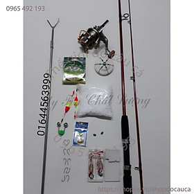 Bộ cần câu shimano đặc 2 khúc dài 2,7m ,máy yumoshi lc tặng kèm phụ kiện