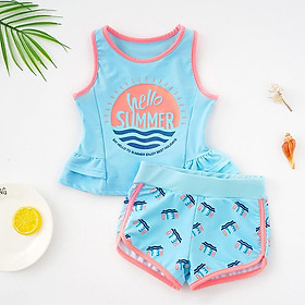 Đồ bơi bé gái, bộ bơi cho trẻ em từ 2 đến 12 tuổi, size đại 46kg bikini 2 chi tiết SUMMER