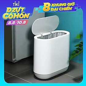 Thùng Đựng Rác Thông Minh E1906, Nắp Đóng Mở Một Chạm Tiện Ích, Chất Liệu Nhựa Cao Cấp Chống Nước, Chịu Nhiệt Tốt, Dung Tích 10 Lít - Hàng Nhập Khẩu.