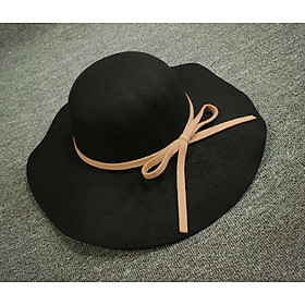 Mũ chống nắng rộng vành nữ nón đi biển màu đen fedora dona22030810