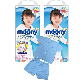 Combo 2 gói tã quần Moony cao cấp size M58/L44/XL38/XXL26 tặng bộ quần áo Nous và đồ chơi Toys House