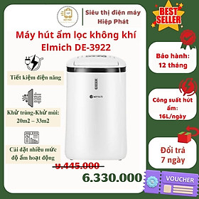 Mua Máy hút ẩm lọc không khí Elmich DE-3922 dùng trong gia đình  phòng ngủ  văn phòng độ ồn thấp  lọc không khí thông minh 16L/ngày - Hàng chính hãng