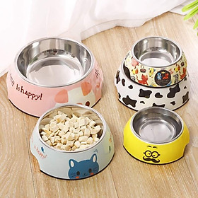 Bát ăn đơn họa tiết cao cấp có lõi inox trong - Họa tiết đáng yêu cho thú cưng- Giao mẫu ngẫu nhiên