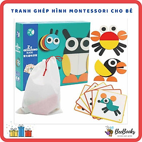 Bộ tranh ghép hình Montessori Fun Board cho bé từ 3 tuổi- Giáo cụ Montessori ghép hình con vật cho bé phát triển phát triển tư duy