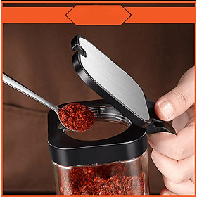Mua Hũ Gia Vị Thủy Tinh Vuông Dày Dặn Nắp Bật INOX 304  Có Thìa Múc - Phong Cách Nhật Bản Tinh Tế