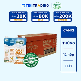 Thùng 12 hộp Sữa Tươi Tiệt Trùng Giàu Canxi Ít Béo Meadow Fresh 1L hàng New Zealand