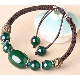 Vòng Tay Nữ Mã Não Mộc Xanh VT012