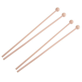 2 Pair Wooden Tongue Sticks Mallets Beaters Percussion Musical Instruments
