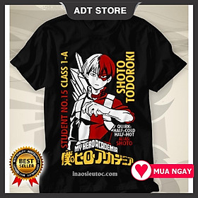 Áo thun Anime T-shirt - My Hero Academia - Shoto Todoroki - Boku No Hero màu trắng đẹp giá rẻ