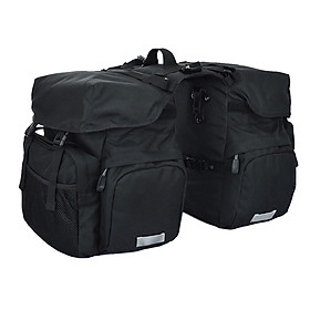 Túi đôi gắn yên xe đạp bằng vật liệu nylon 600D chống thấm nước chắc chắn, có dải phản quang-Màu đen