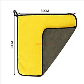 Khăn lau ô tô lau kính Microfiber chống XƯỚC màu vàng 2 lớp cao cấp siêu sạch siêu thấm SIêu dày (hàng loại 1)