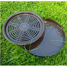 Khay Trà, Khay đựng Ấm Chén, Khay Nhựa Gỉa Gỗ Hình Tròn, No.5670 nhựa Việt Nhật, đường kính 30cm, cao 4cm - Hàng Loại 1